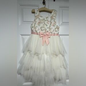 American Princess Tiered Tulle Floral Embroidered Dress Size 7